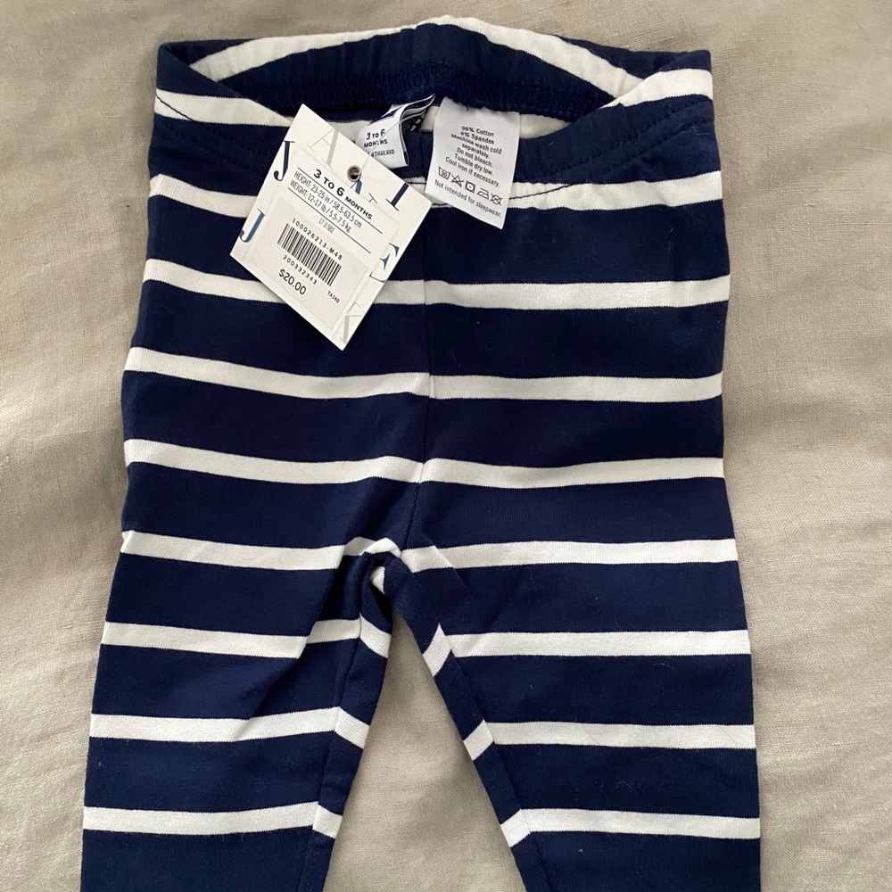 Janie and Jack Navy and White baby girl leggings